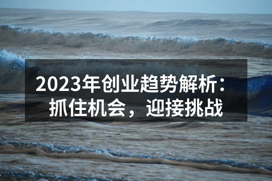 2023年创业趋势解析：抓住机会，迎接挑战