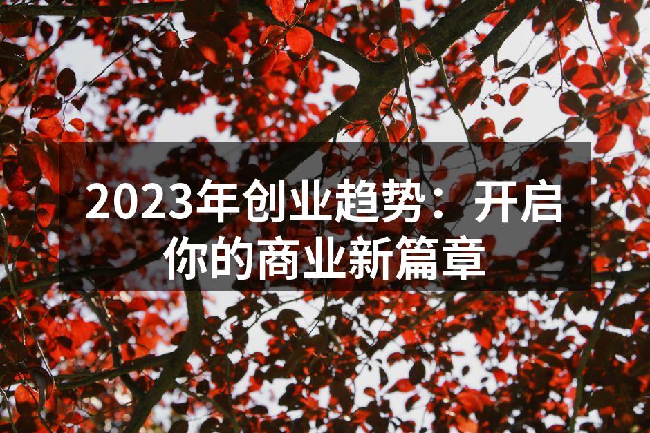 2023年创业趋势：开启你的商业新篇章